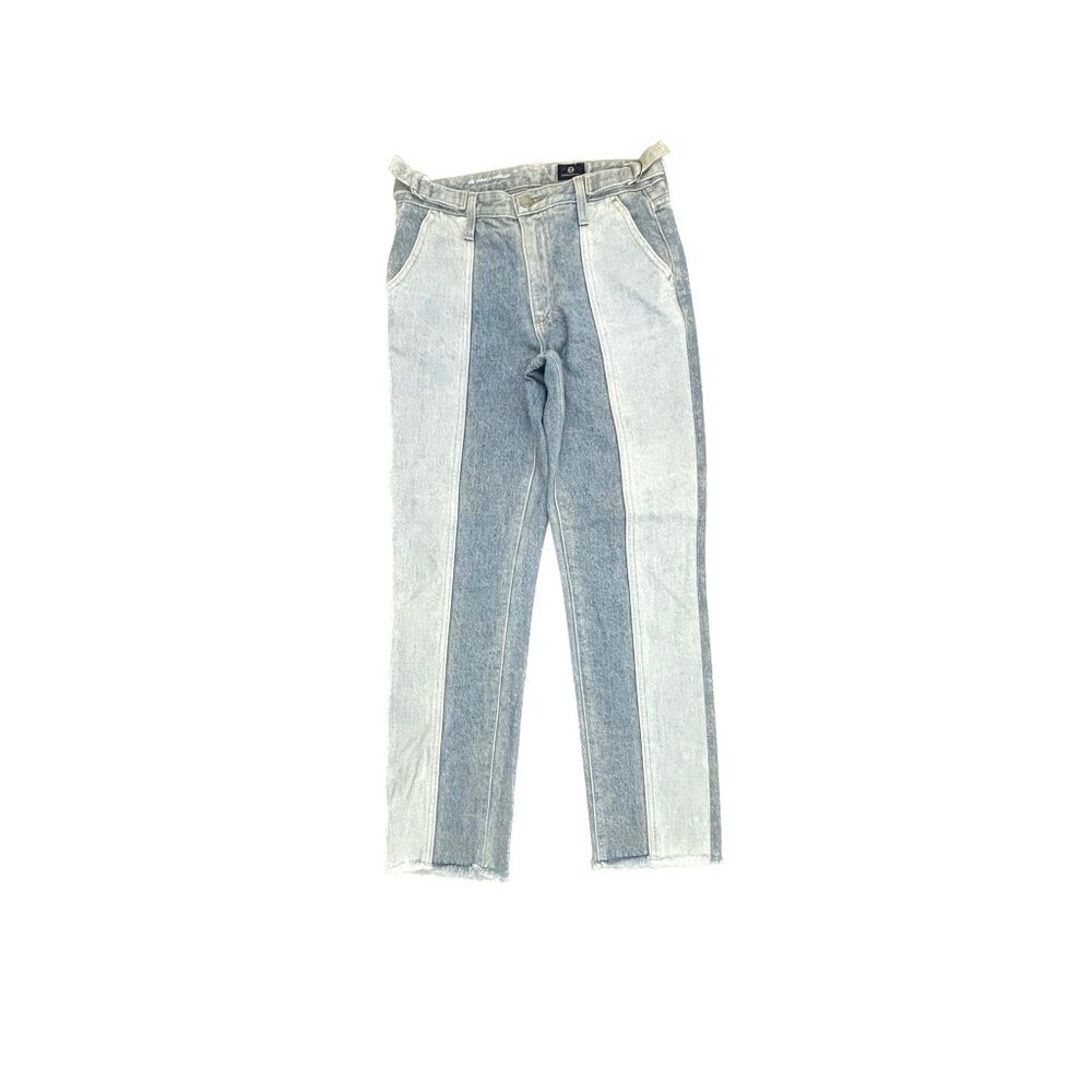 AG The Isabelle Panelled high Rise Straight Crop Raw Hem Women Size 27 Blue Jean